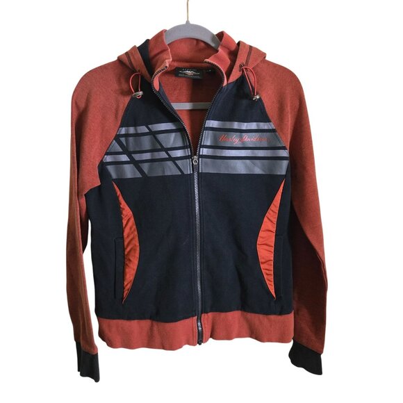 Harley Davidson Performance Stretch Activewear Hoodie Thumb Holes Logo Size M - Picture 2 of 11